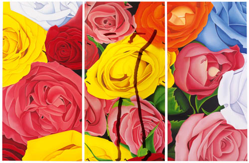 caroline dechamby roses multicolores fleurs painting