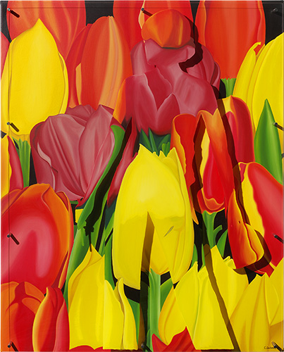 caroline dechamby petales de tulipes fleurs painting