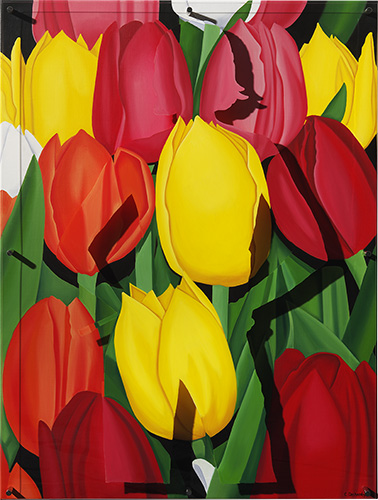 caroline dechamby tulipes multicolores fleurs painting
